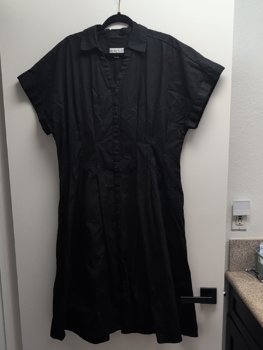 Ava & Viv Collared Shirtdress, Black, 1X, NWOT